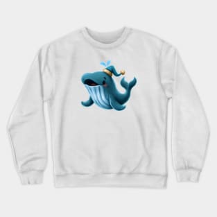 Cute Humpback Whale Drawing Crewneck Sweatshirt